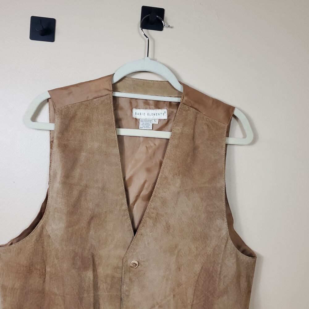 Vintage Basic Elements Leather Button-Up Vest Siz… - image 3